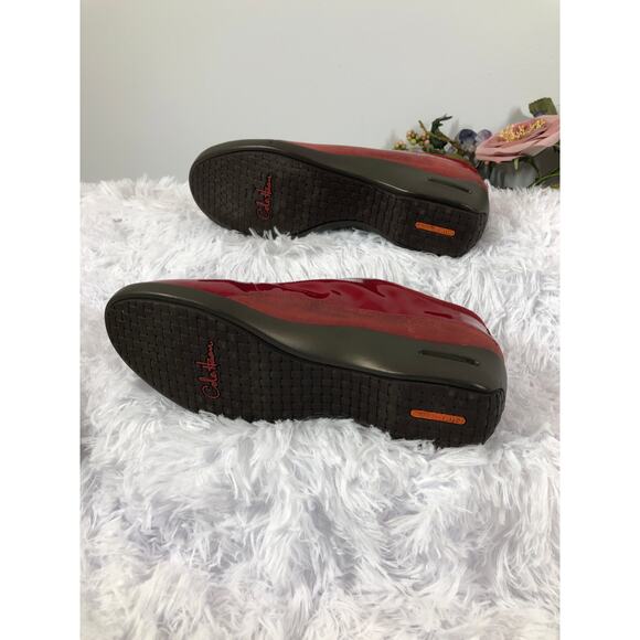 Cole Haan Nike Air Luna waterproof patent leather slip-on shoes zip Front 9B Red - Picture 7 of 10